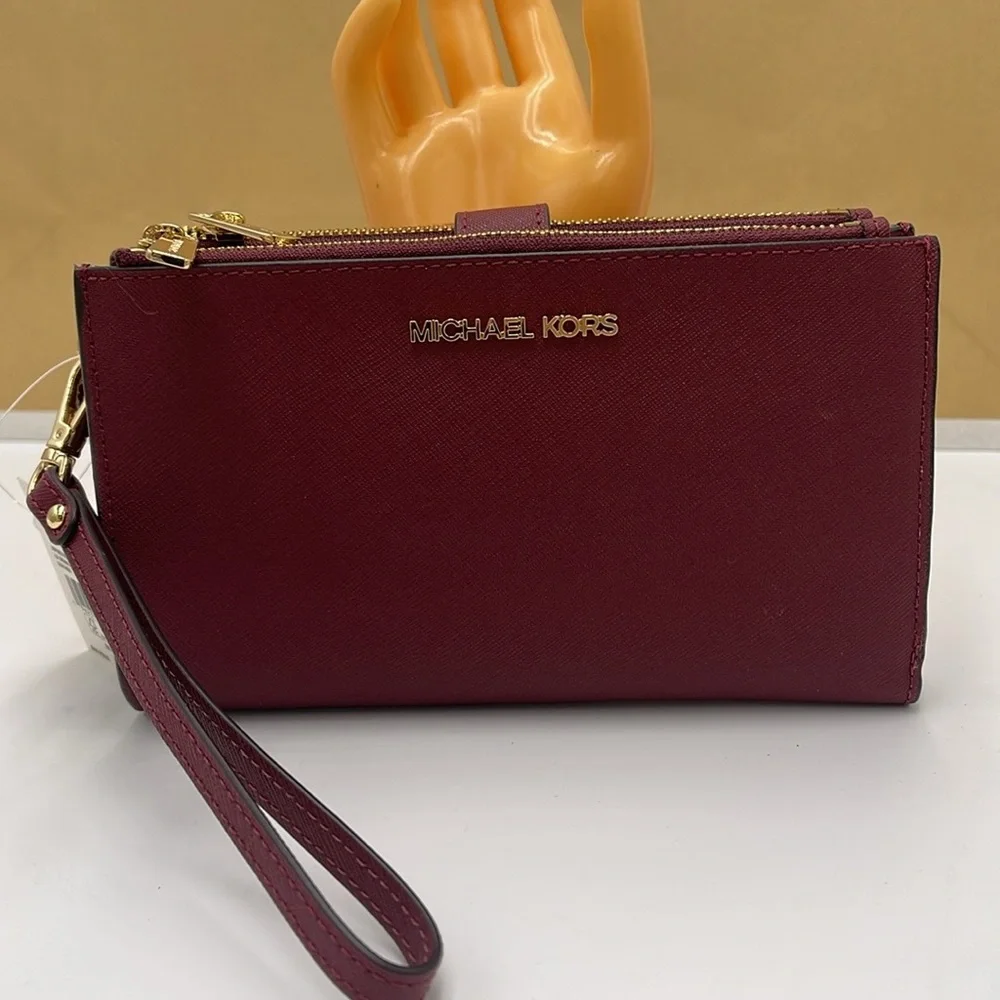 Michael Kors Jet Set Travel Large Double Zip Wristlet Wallet Phone Holder NWT